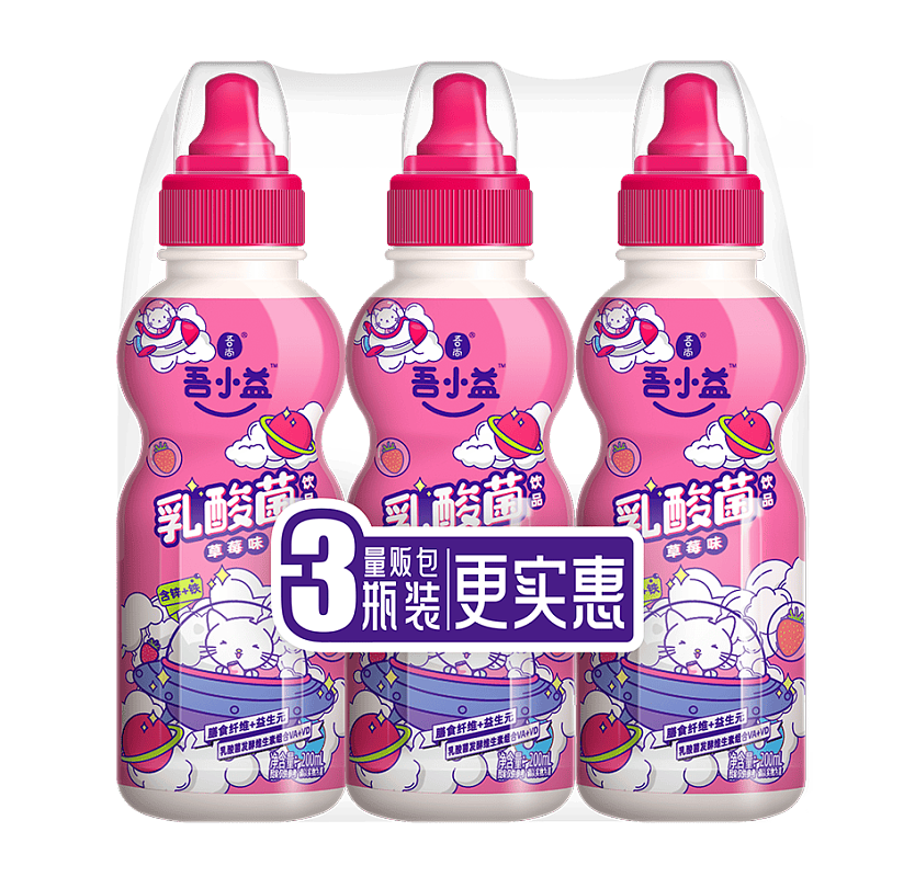 吾小益乳酸菌饮品200ml*3*10草莓味量贩装