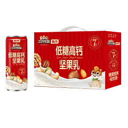 三只松鼠甄养联名低糖高钙坚果乳铁罐240ml*12罐礼盒装