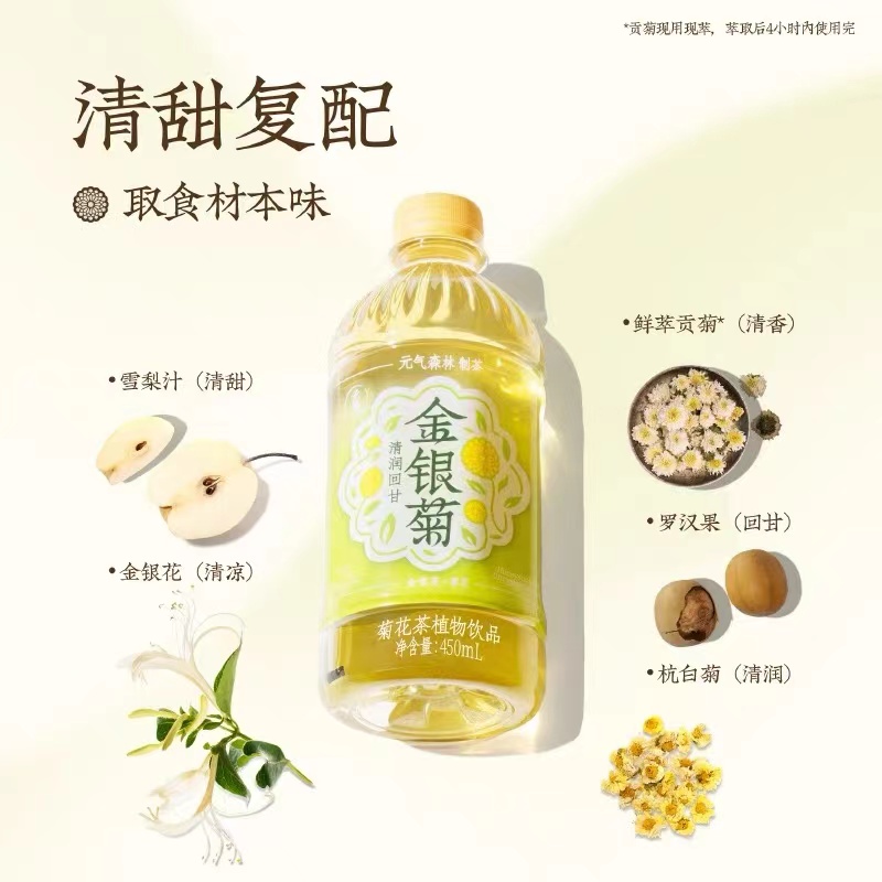 每日一品 | 深耕无糖茶细分品类,元气森林上新草本茶“金银菊”