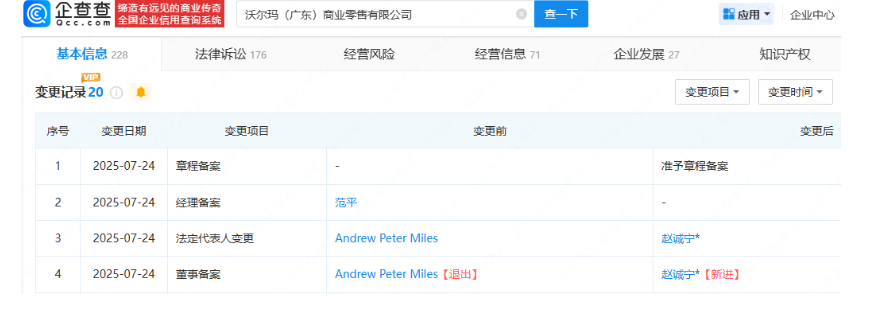 沃尔玛旗下公司接连发生高管变更