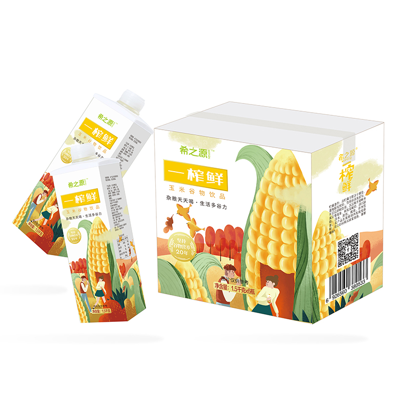一榨鲜玉米饮品宴席家庭餐饮升级装1500g*6瓶/箱