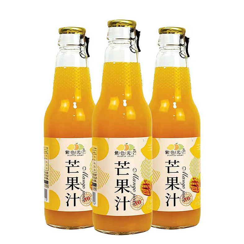 紫色光芒——芒果汁饮料    玻璃瓶拉环盖