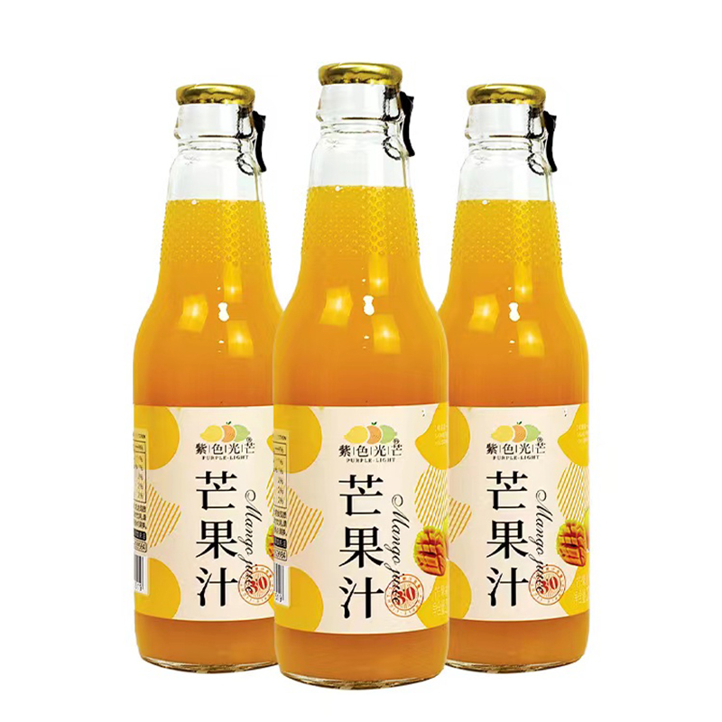 紫色光芒——芒果汁饮料    玻璃瓶拉环盖