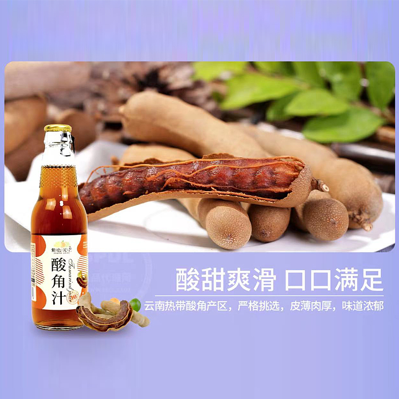 紫色光芒—酸角汁饮料    玻璃瓶拉环盖