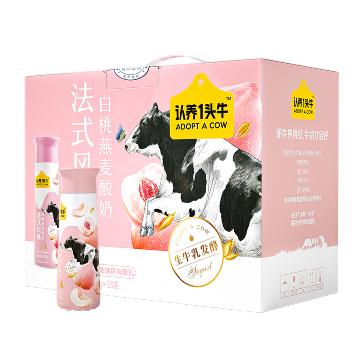 认养一头牛法式风味白桃燕麦酸奶230GPET10入