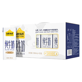 认养一头牛常温纯牛奶250ml*12