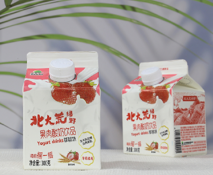北大荒绿野草莓果肉酸奶300克