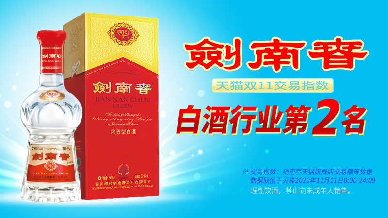剑南春”双十二“继续领衔榜单,开创电商渠道大满贯之年