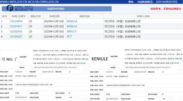“可牛了”公司迎来希望,可口可乐拿下相关食品类商标