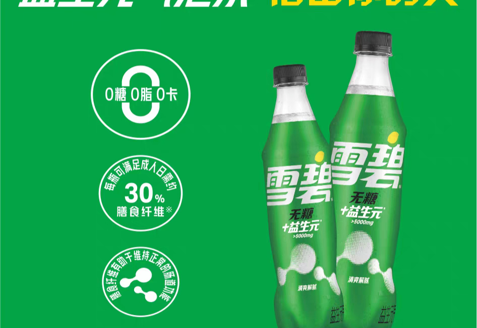 雪碧益生元无糖气泡水首发上市，可口可乐再次强攻气泡水赛道！