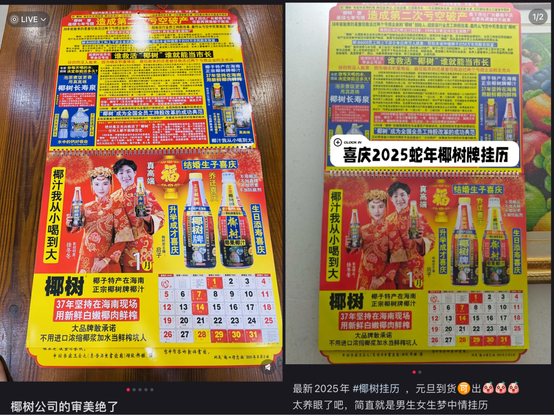 50亿级椰树椰汁，2025年新挂历来了！
