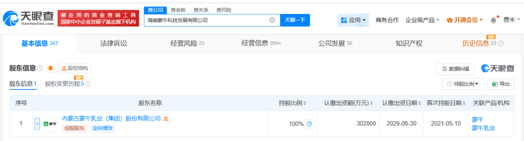 增幅近160%!蒙牛旗下这家公司注册资本激增18.60亿元!
