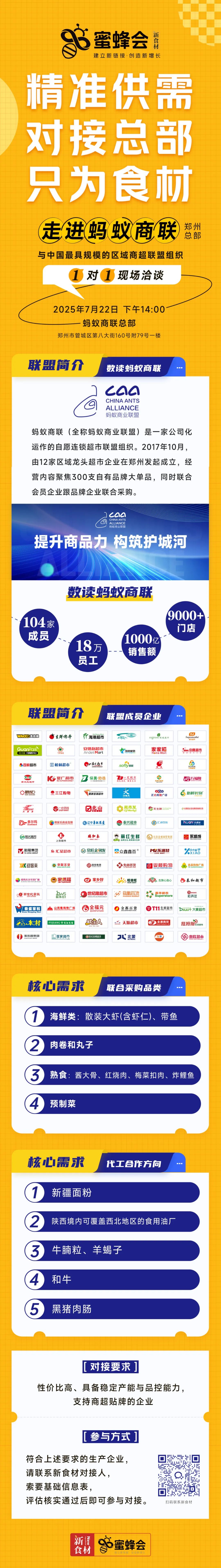 走进蚂蚁商联：精准对接104家零售商、9000+门店，仅限食材！