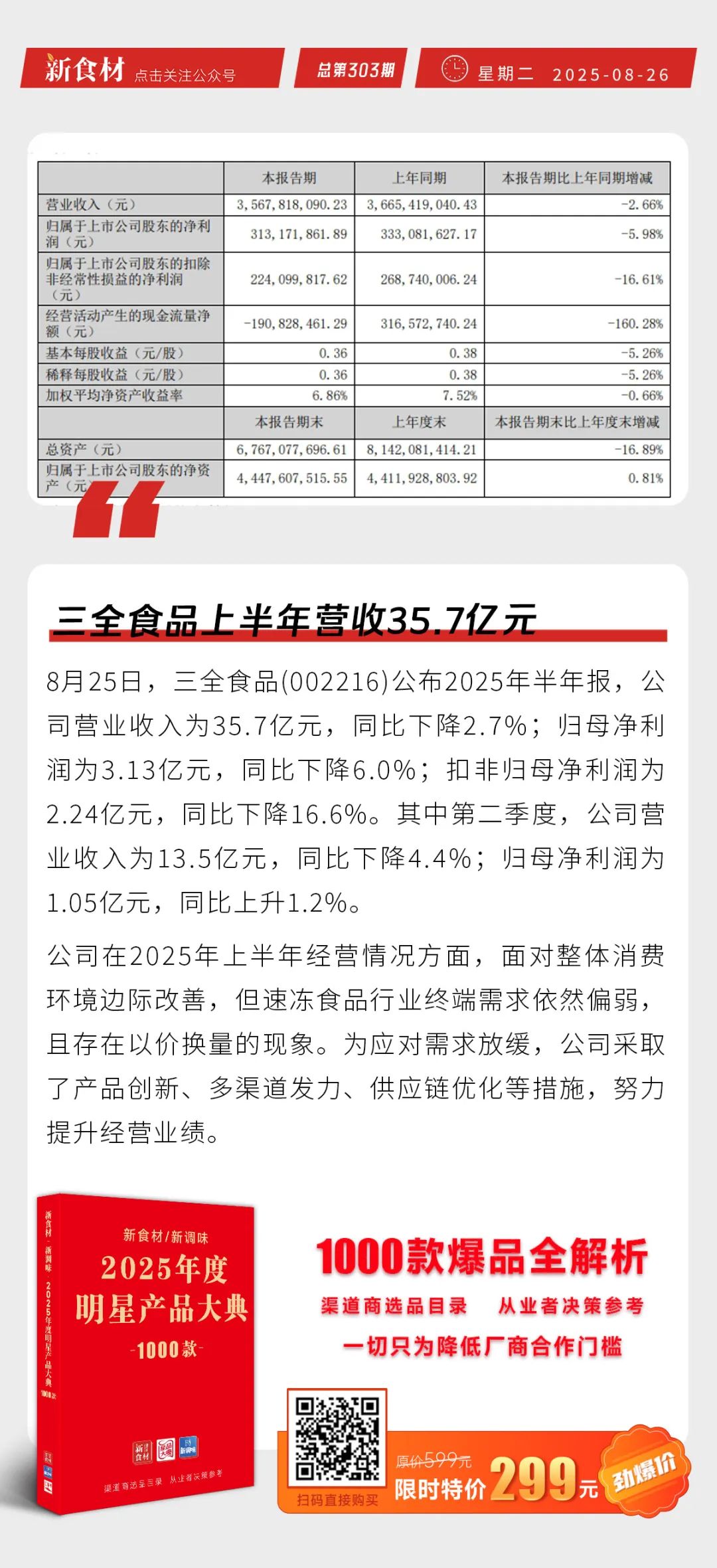 三全上半年营收35.7亿；益客交出上市后“最差中报”；全聚德“餐饮+食品”多渠道创收丨快报