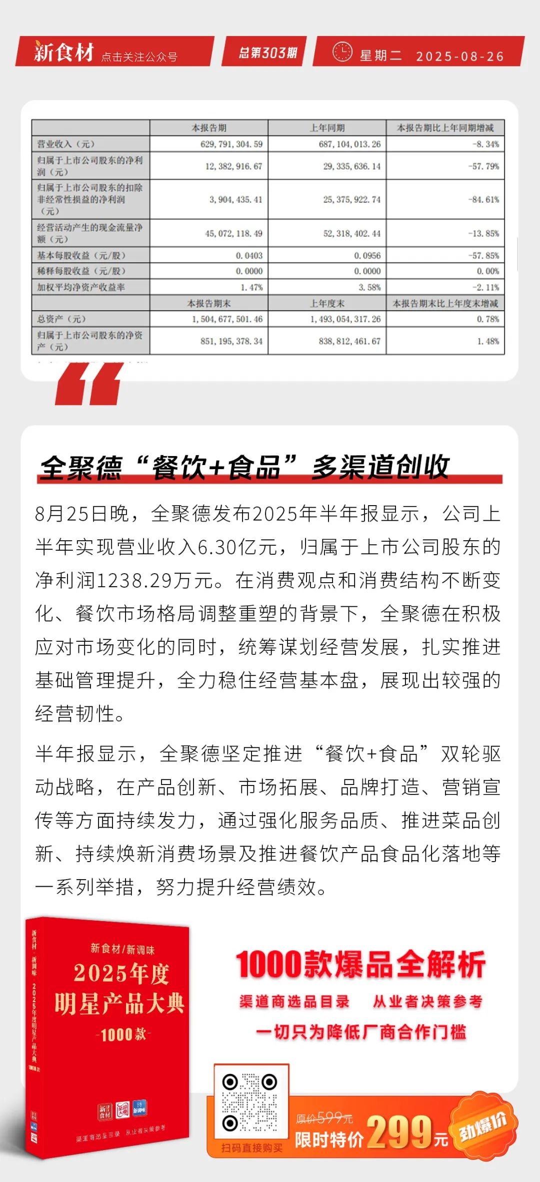 三全上半年营收35.7亿；益客交出上市后“最差中报”；全聚德“餐饮+食品”多渠道创收丨快报
