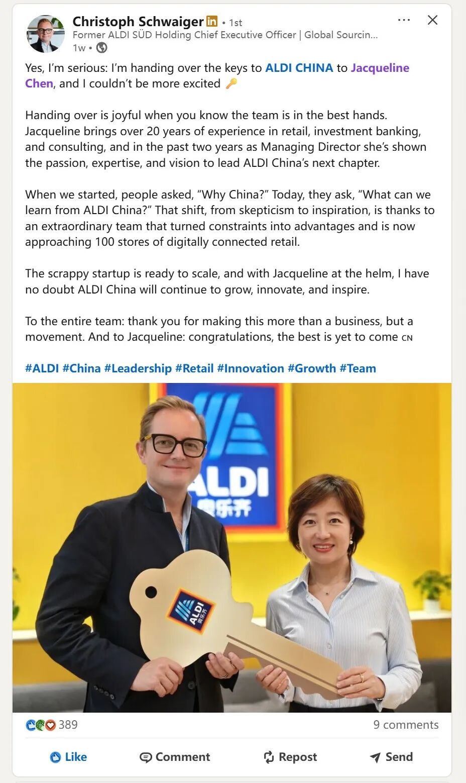 奥乐齐中国换帅,时势与战略的双重选择
