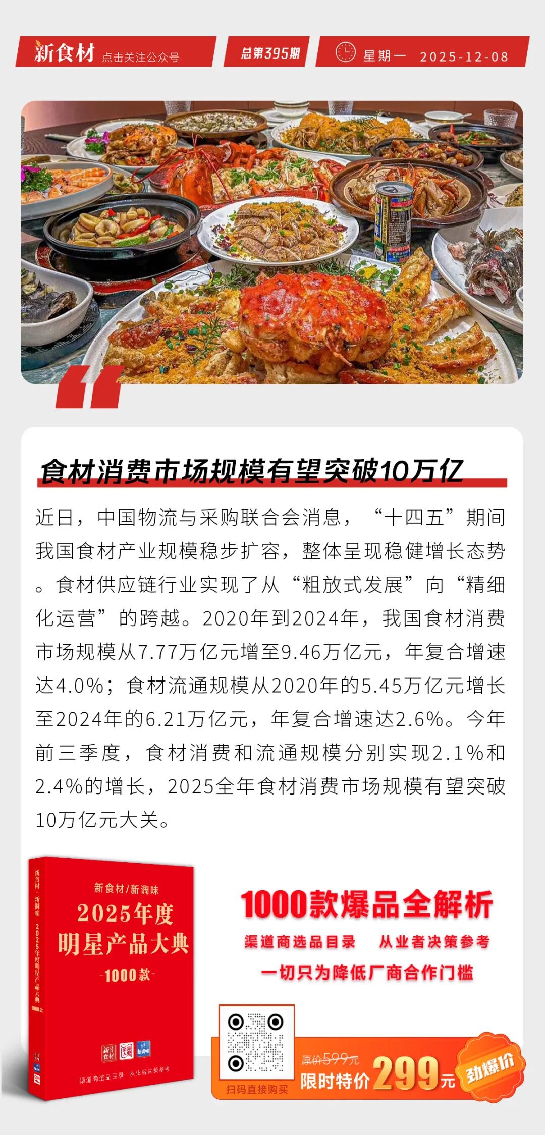 安井虾滑新品实现高双位数增长；食材消费市场规模有望突破10万亿；诸城外贸15亿元厂区正式揭牌丨快报