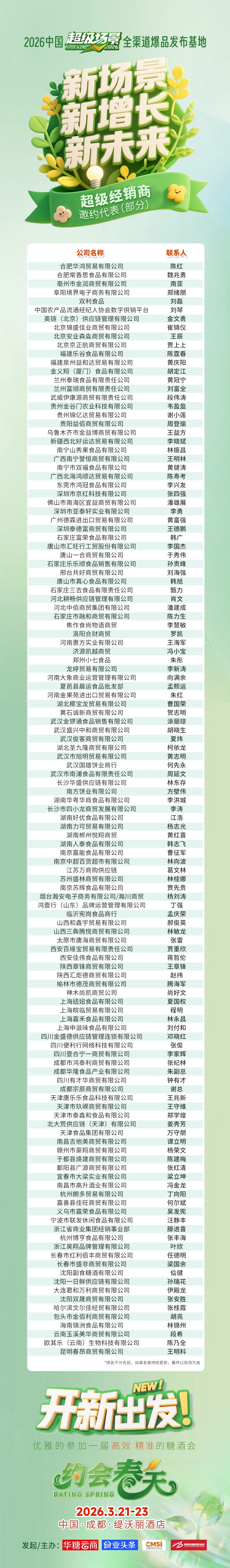 对接百家量贩、全域大商、私域电商……速来2026中国超级场景全渠道爆品发布基地！