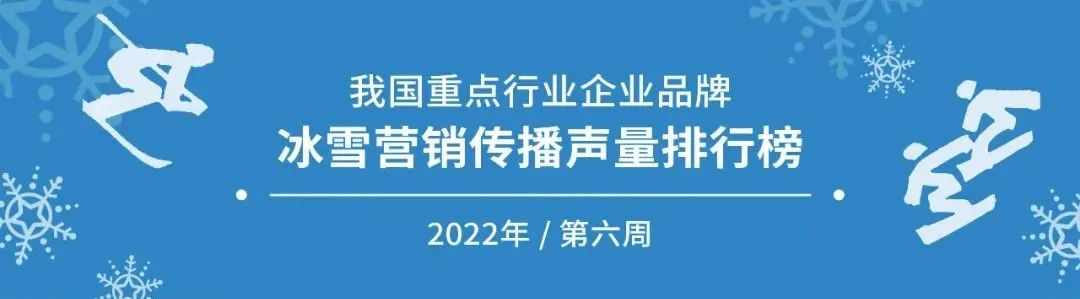 北京冬奥会官方赞助商冬奥营销传播声量第六周榜单发布