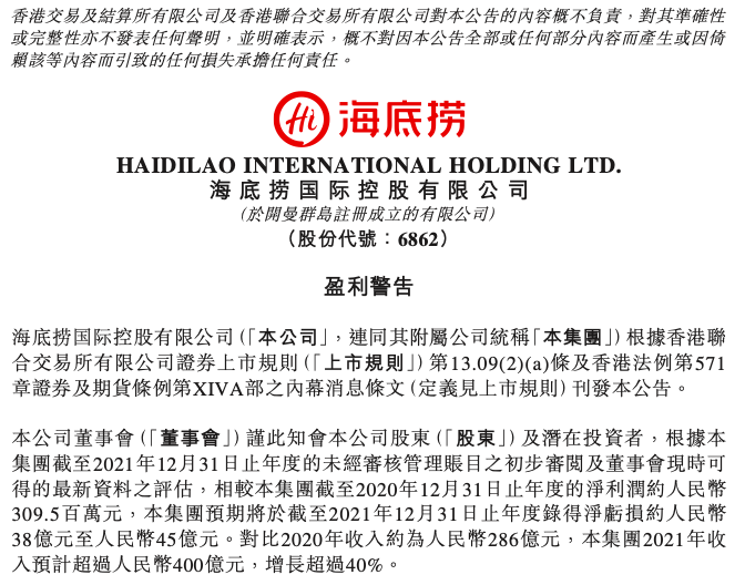 海底捞怎么了?上市以来首次亏损,幅度最高或达45亿元