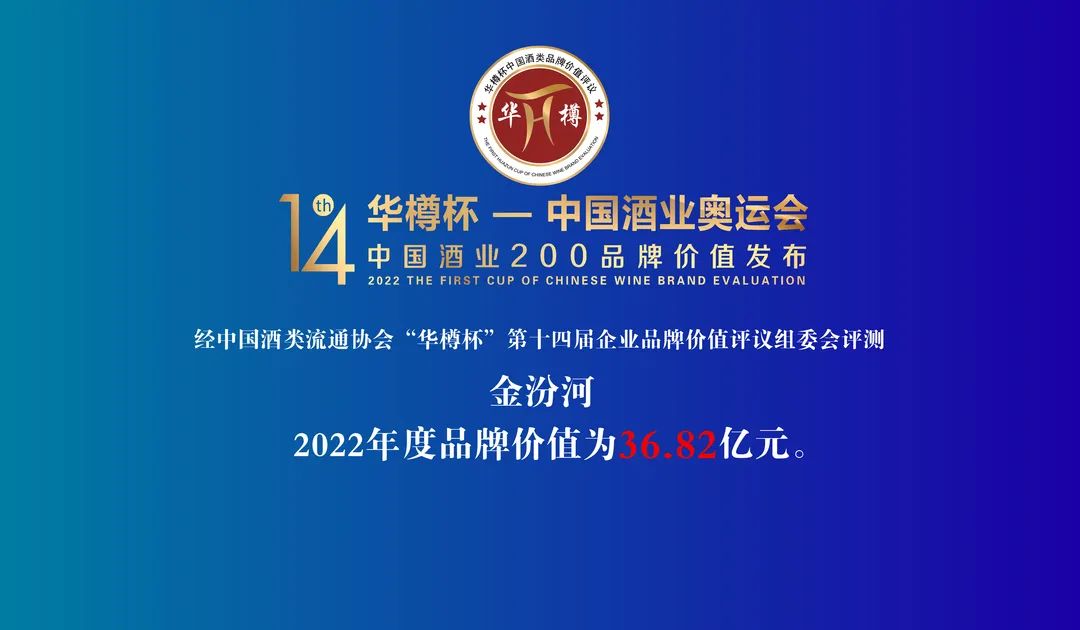 36.82亿!2022品牌价值揭晓,金汾河喜获华樽杯双料大奖!