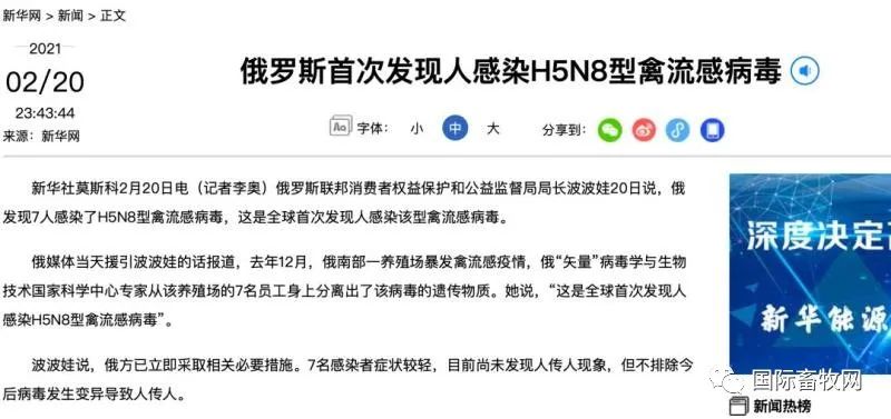 中国中北部家鹅中出现H5N8禽流感病毒