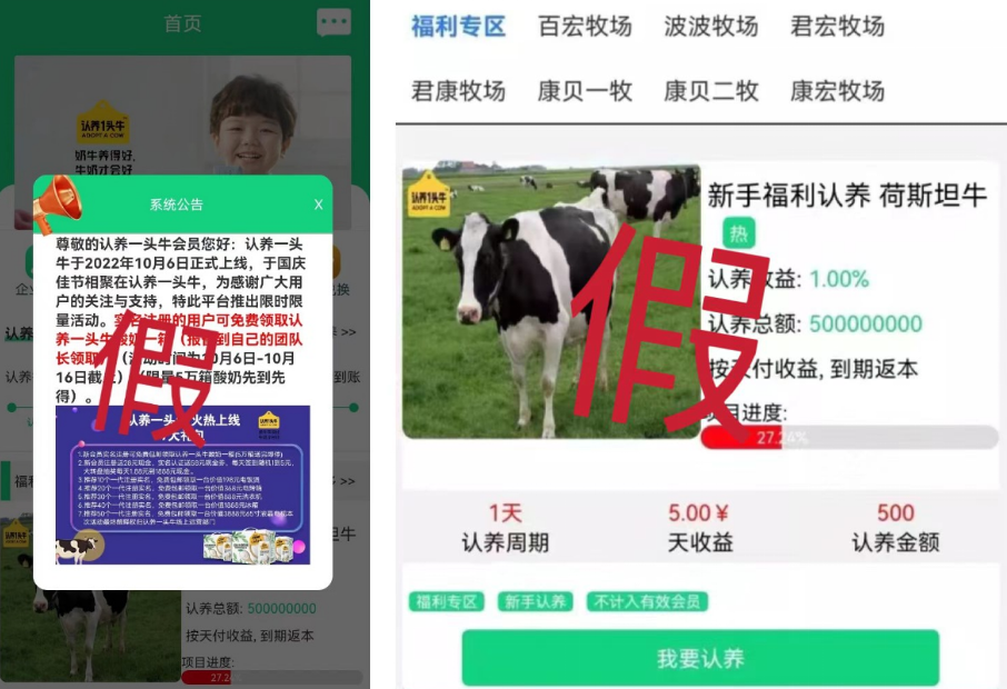 认养一头牛再次声明：该行为可能涉嫌诈骗，公司已报案！