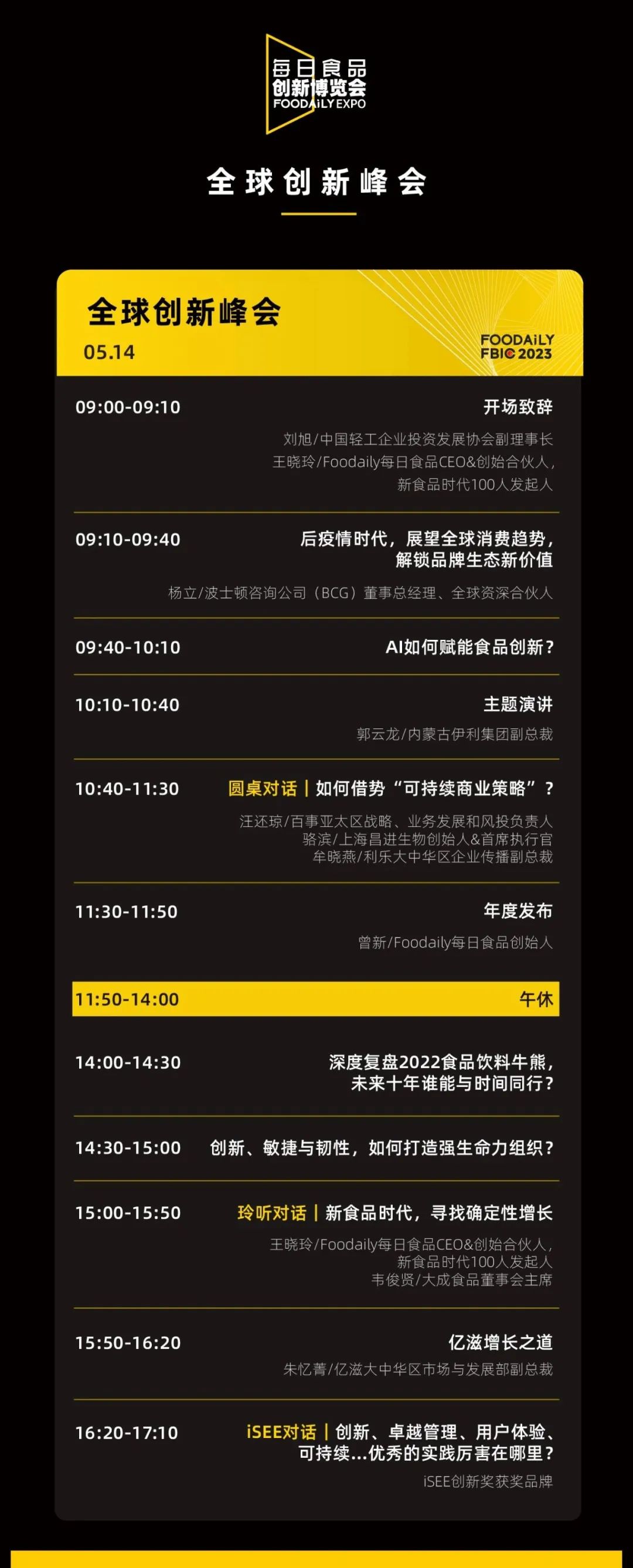 伊利、卡夫亨氏、白象…等企业重磅嘉宾确认出席！｜Foodaily FBIC大会完整议程公布