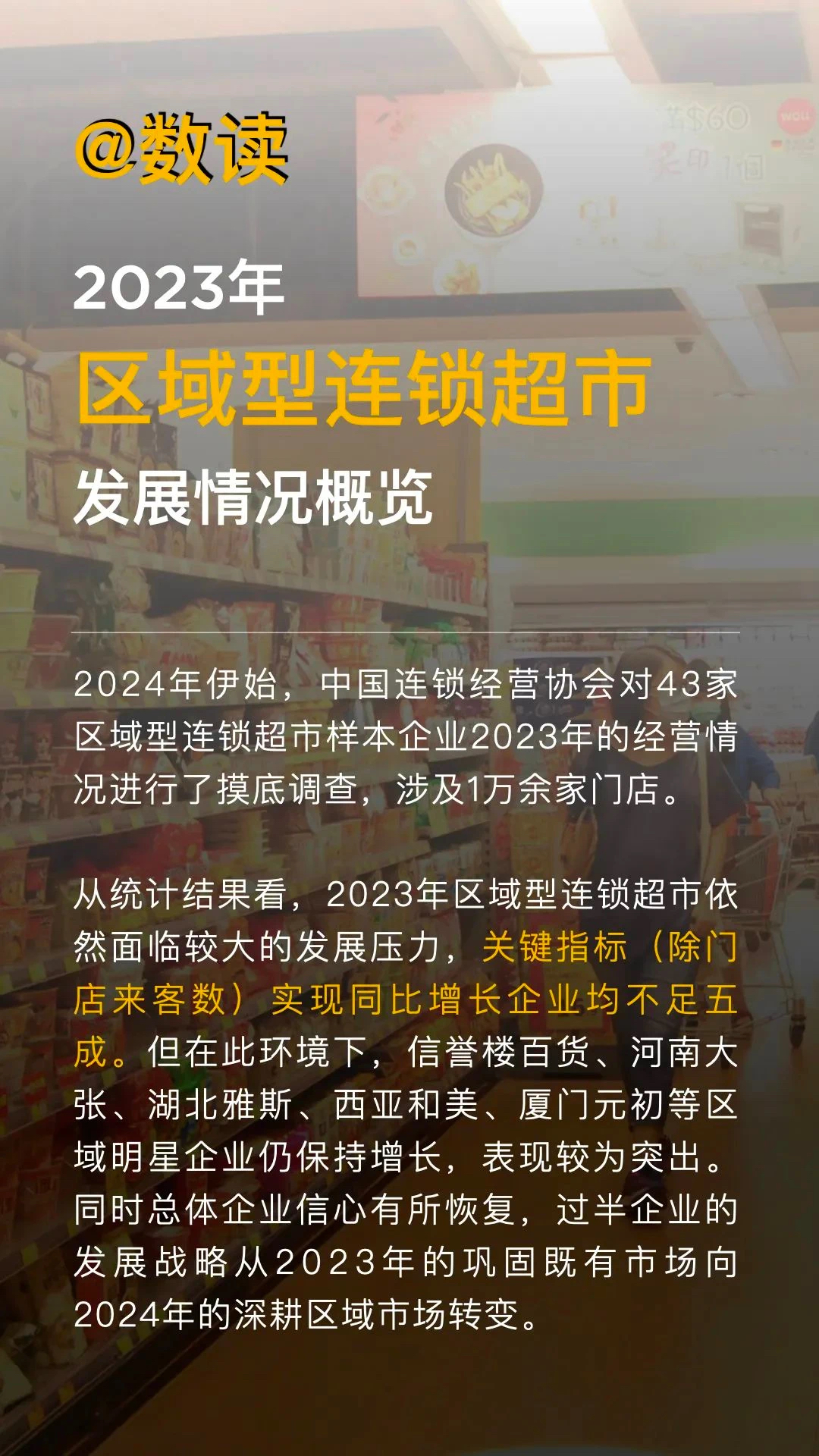 2023区域型连锁超市发展情况：新开店665家，关店449家