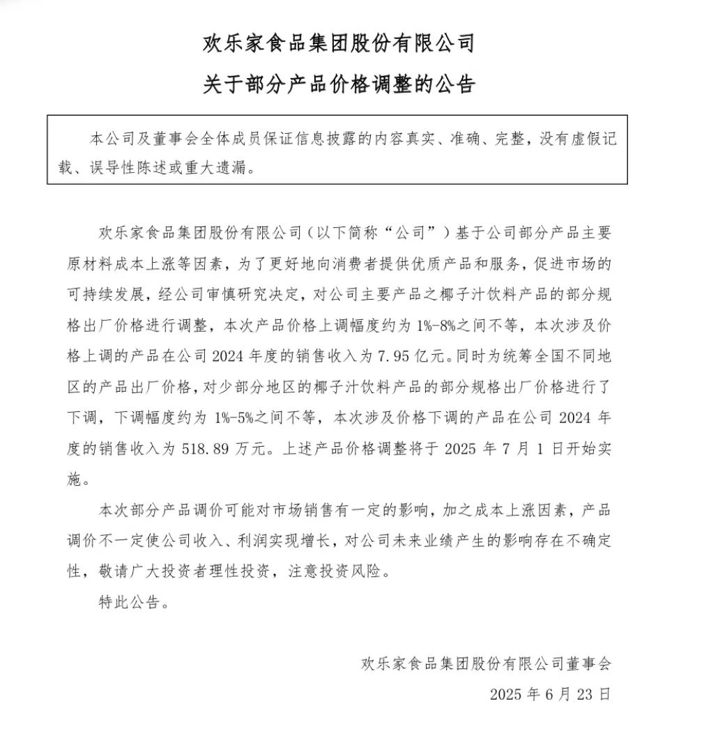 欢乐家再提价，维他奶2024财年营收63亿港元…..