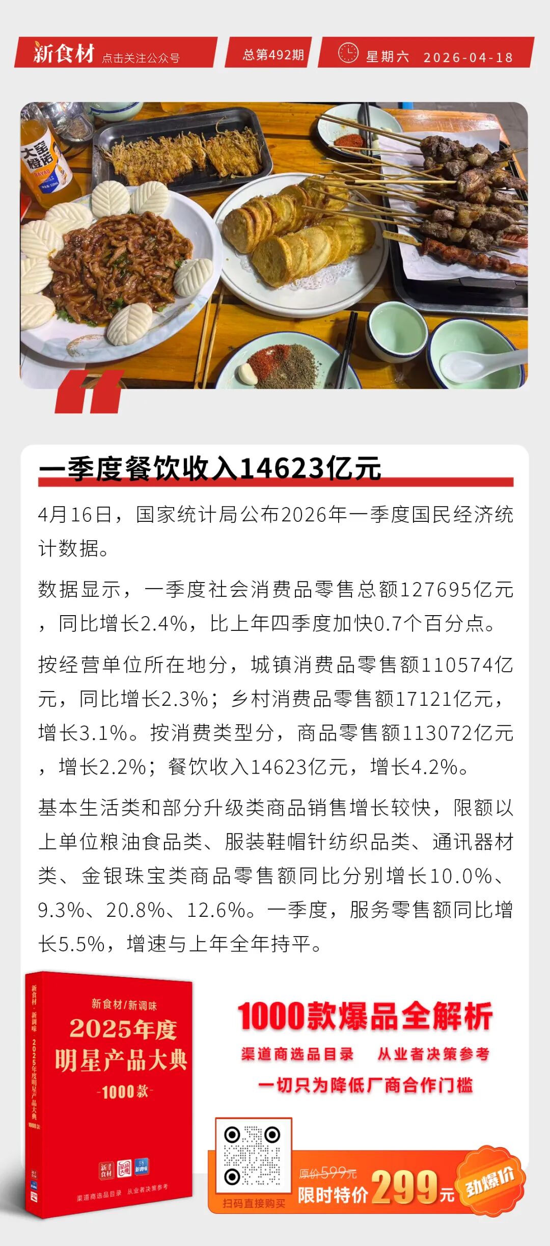 家平台因”幽灵外卖”被罚35.97亿;一季度餐饮收入14623亿元;史密斯菲尔德推出首款腌制猪肉丨快报"