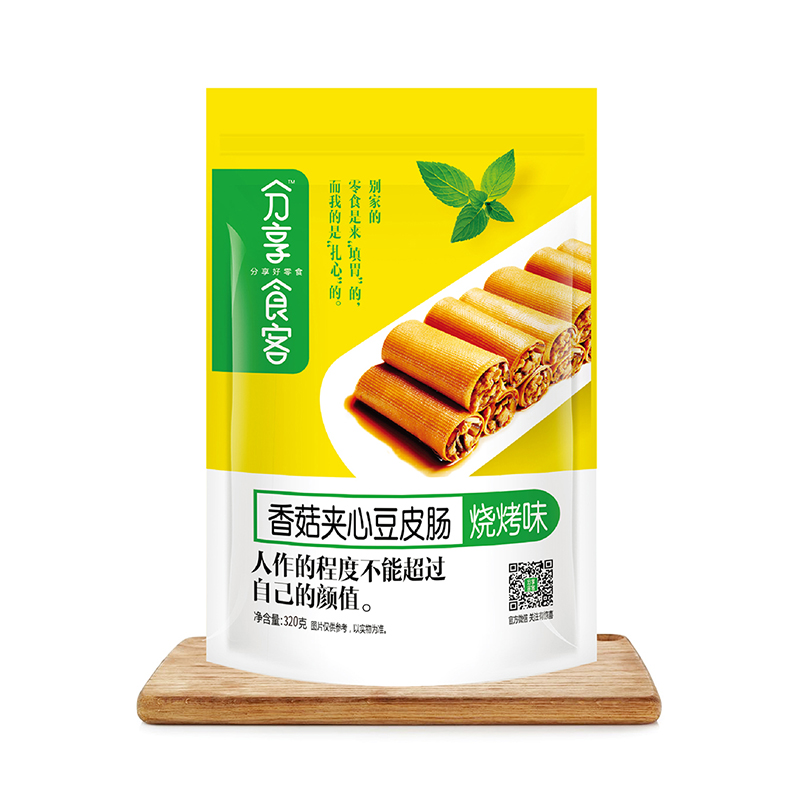 分享食客香菇夹心豆皮卷-网红零食微商爆款