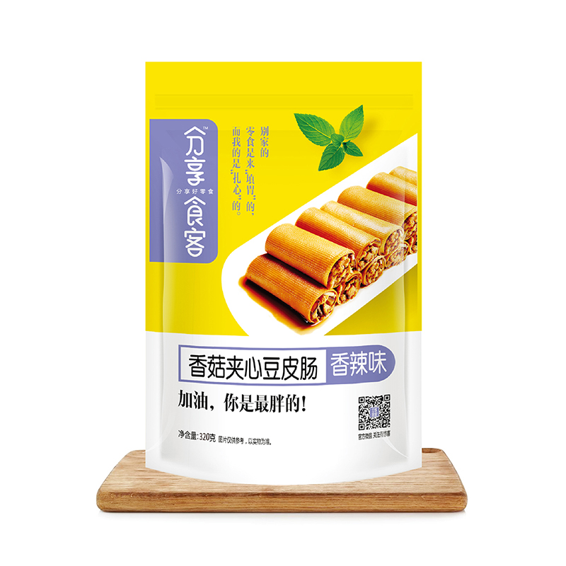 分享食客香菇夹心豆皮卷-网红零食微商爆款