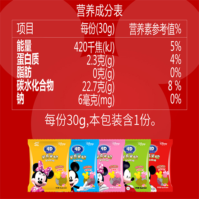 阿麦斯4D米奇米妮立体造型果汁软糖30g (5连包）