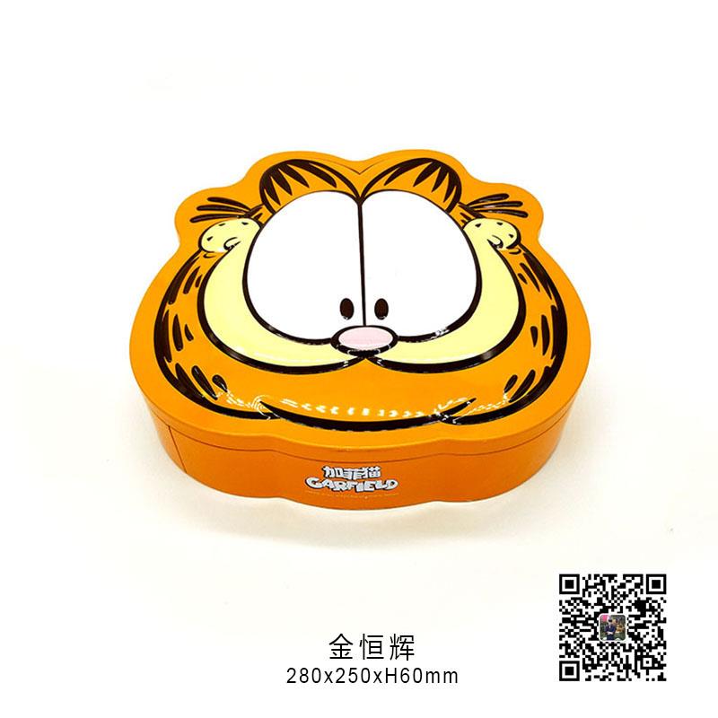 高档加菲貓形马口铁罐 , 礼品金属包装铁罐