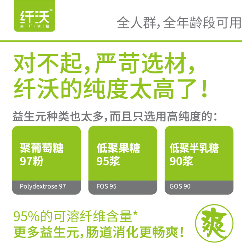 纤沃高纤软糖-低聚果糖聚葡萄糖维C无蔗糖大单品