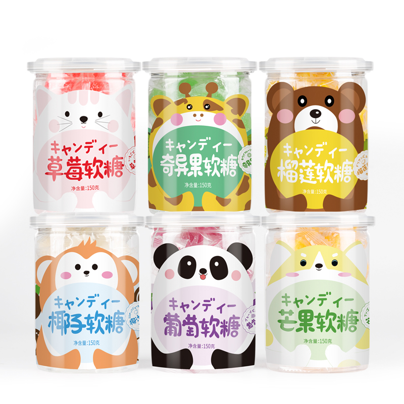 休闲零食 小吃 水果软糖 果汁糖果 芒果糕 芒果软糖 草莓糕 草莓软糖 多口味瓶装糖果