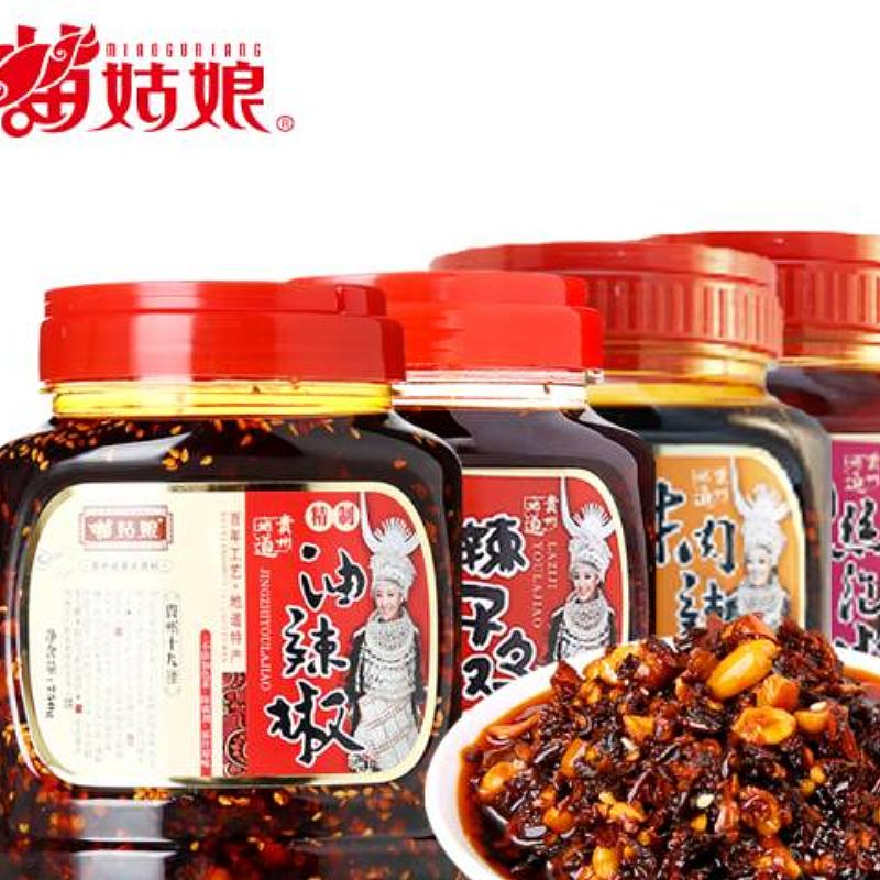 苗姑娘精制油辣椒750g+肉丝泡椒750g+鸡辣椒750g+牛肉油辣椒750g