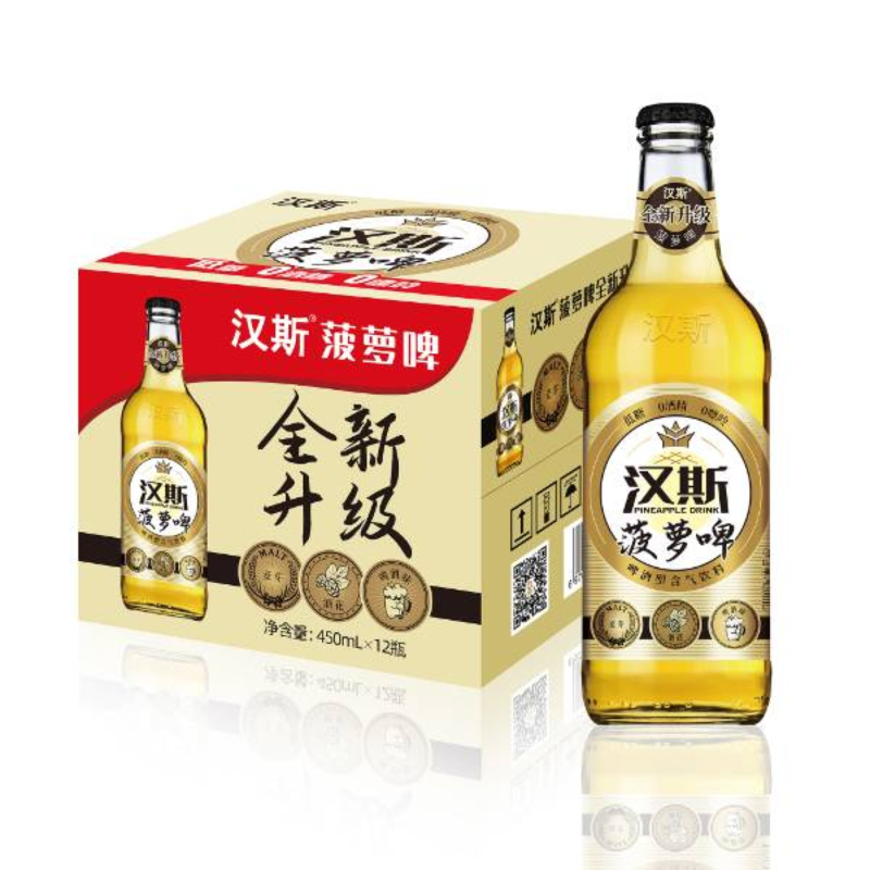 汉斯菠萝啤味碳酸饮料-玻璃瓶装