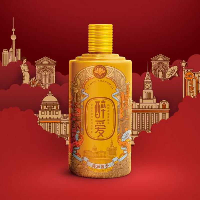来伊份《醉爱》白酒礼礼盒包装设计案例