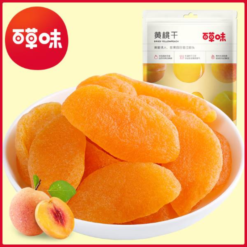 【百草味-白/黄桃干100g】水蜜桃子肉零食果脯蜜饯水果干