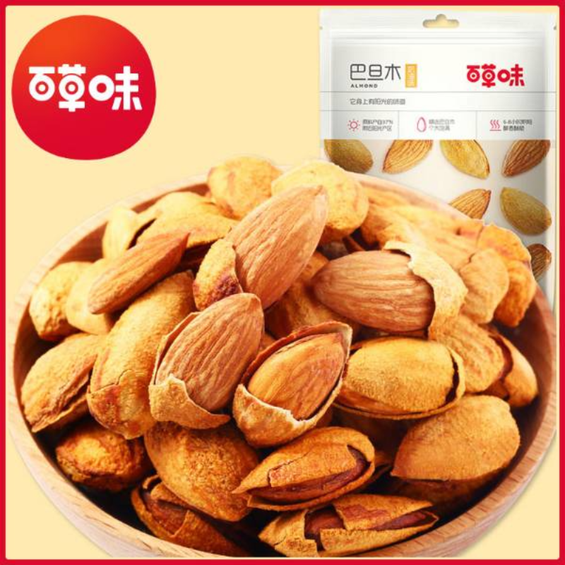 【百草味-巴旦木100g】每日坚果炒货 干果休闲零食扁桃仁 手剥特产奶油味