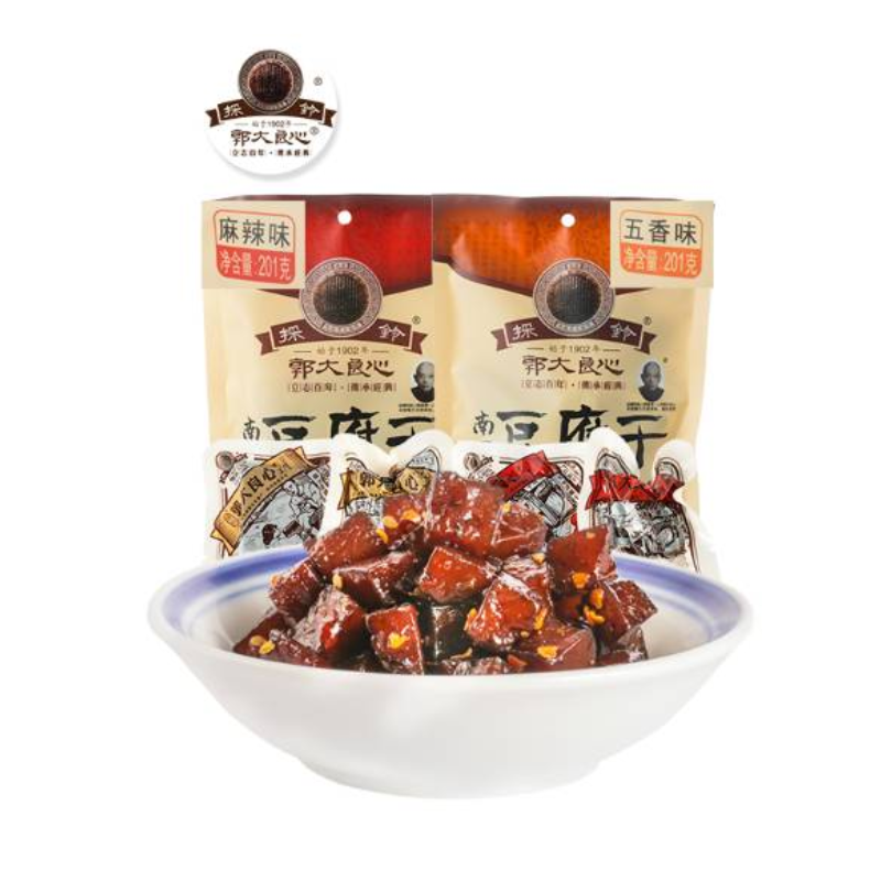 四川宜宾特产零食南溪採铃郭大良心豆腐干201克麻辣五香更有嚼劲