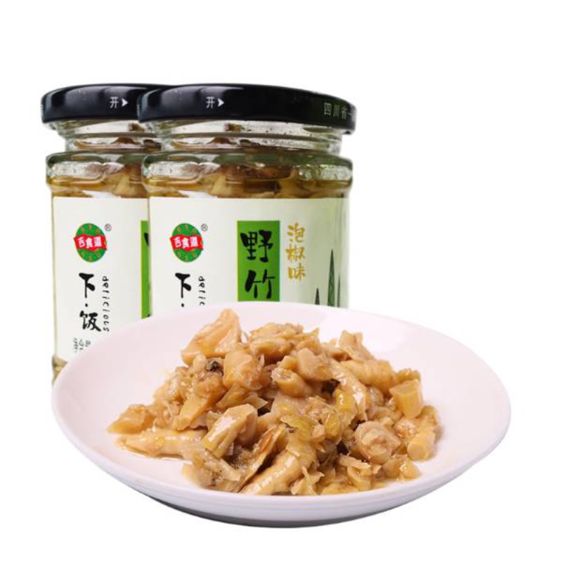吉食道工厂直销竹笋罐头红油金针菇泡椒竹笋干泡椒味下饭菜175g