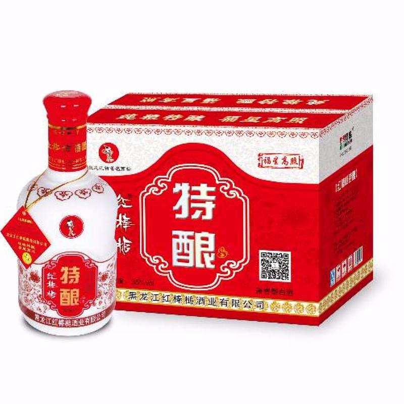 红棒槌牌纯粮特酿白酒【白瓷瓶】35度450ml兼香型(6瓶装)